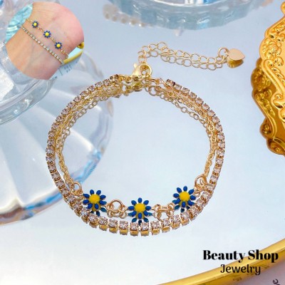 pulsera margarita doble oro chino 6&