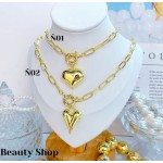 #N cadena eslabon con dije corazon (&16）