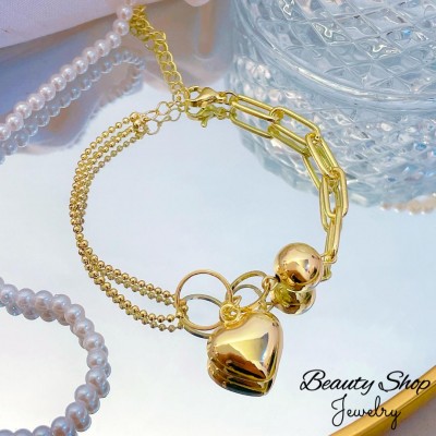 pulsera eslabon con dije corazon 14&