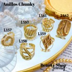 #L Anillos Tipo Chunky Oro Chino 9.50&