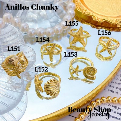 #L Anillos Tipo Chunky Oro Chino 9.50&
