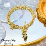 pulsera eslabon con dije y perlas 11&