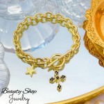 pulsera eslabon con dije y perlas 11&