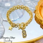 pulsera eslabon con dije y perlas 11&