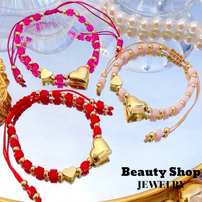 pulsera ajustable con dije corazon 12&