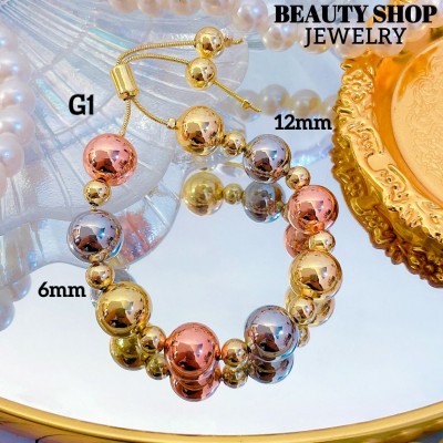 pulsera de balin ajustable oro chino 12mm