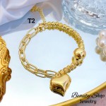 #T pulsera eslabon con dijes corazon 13.50&