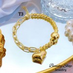 #T pulsera eslabon con dijes corazon 13.50&