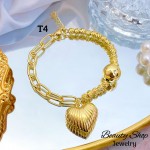 #T pulsera eslabon con dijes corazon 13.50&
