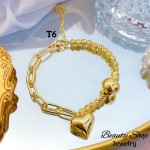 #T pulsera eslabon con dijes corazon 13.50&
