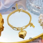 #T pulsera eslabon con dijes corazon 13.50&