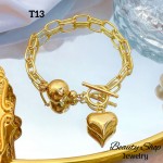 #T pulsera eslabon con dijes corazon 13.50&