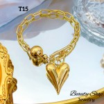 #T pulsera eslabon con dijes corazon 13.50&