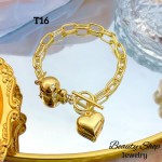 #T pulsera eslabon con dijes corazon 13.50&