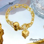 #T pulsera eslabon con dijes corazon 13.50&