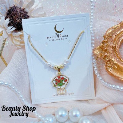 juego cadena rosa con balines Oro chino