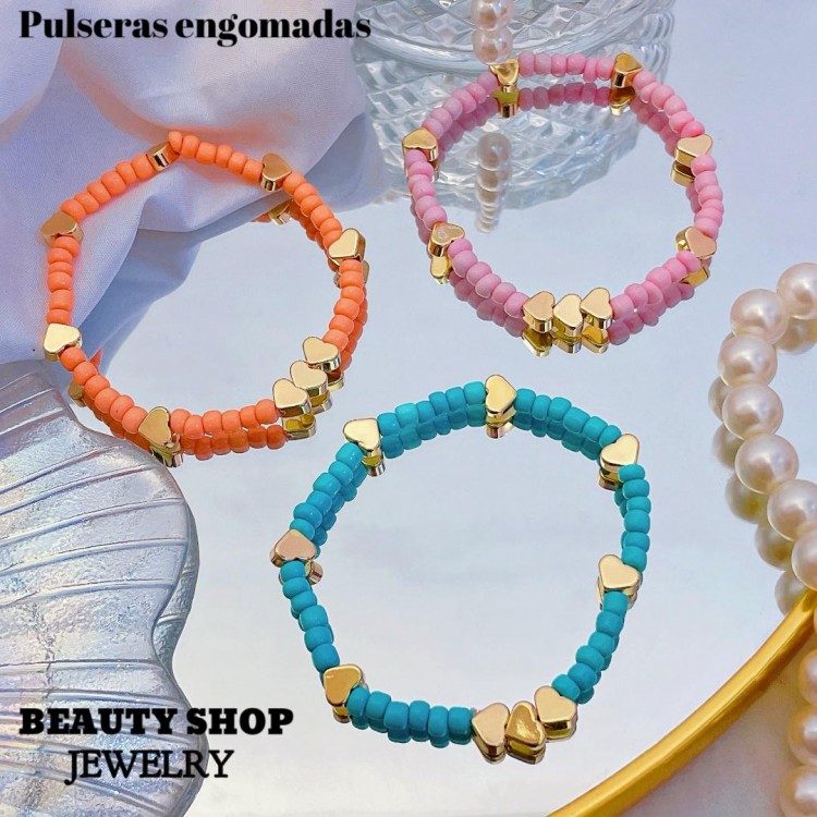 pulsera engomada color con balin 