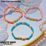 pulsera engomada color con balin 