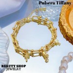 pulsera triple dije oro chino 18k