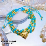 #B pulsera triple con dije corazon 16.5&