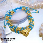#B pulsera triple con dije corazon 16.5&