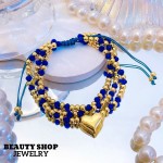 #B pulsera triple con dije corazon 16.5&