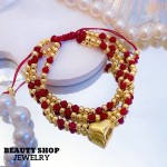 #B pulsera triple con dije corazon 16.5&