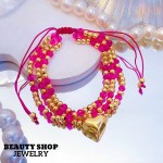 #B pulsera triple con dije corazon 16.5&