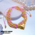 #B pulsera triple con dije corazon 16.5&