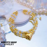 #B pulsera triple con dije corazon 16.5&