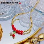 pulsera balin ajustable con dije cereza 13.5&