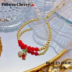 pulsera balin ajustable con dije cereza 13.5&