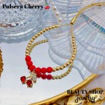 pulsera balin ajustable con dije cereza 13.5&