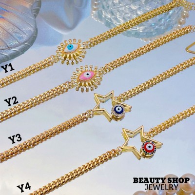 #Y Pulsera con tije  baño gold Field 18k(&8.5）
