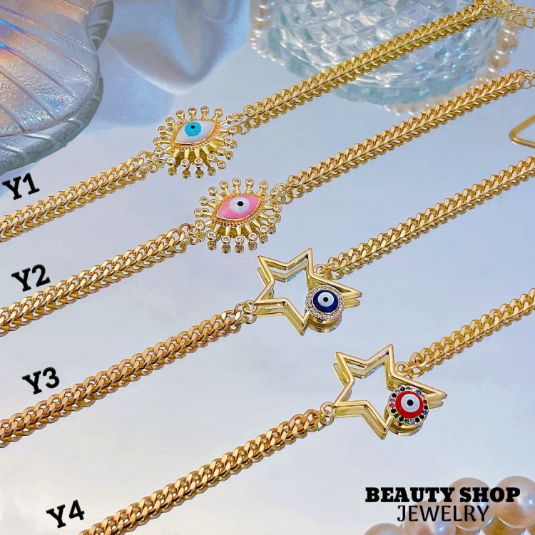 #Y Pulsera con tije  baño gold Field 18k(&8.5）