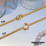 #Y Pulsera con tije  baño gold Field 18k(&8.5）