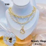 #T juego cadena triple oro chino 