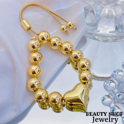 pulsera oro chino con corazon 13.5&