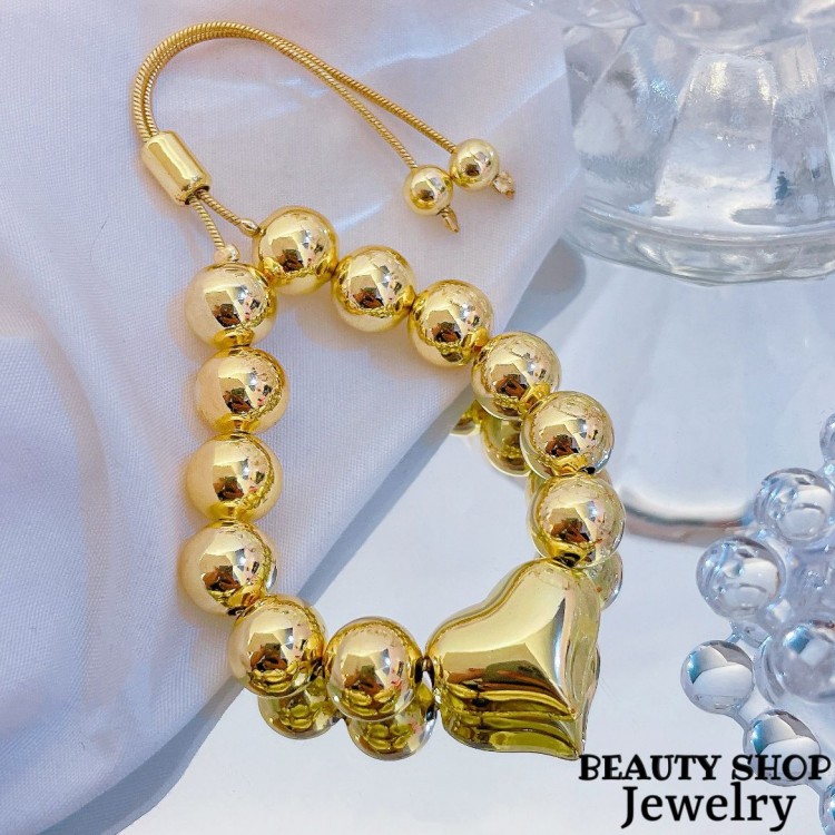 pulsera oro chino con corazon 13.5&