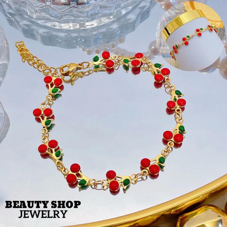 pulsera cereza oro chino