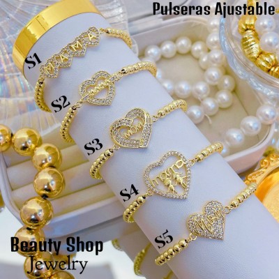 pulsera balin con dije oro chino 18k