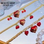 pulsera eslabon con dije cereza