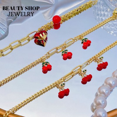 pulsera eslabon con dije cereza