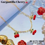 cadena eslabon con dije cereza oro chino