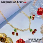 cadena eslabon con dije cereza oro chino