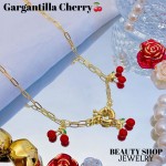 cadena eslabon con dije cereza oro chino