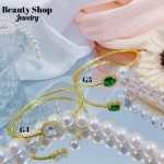Pulseras Rígida Oro Chino Con Piedra Elegante 16&&