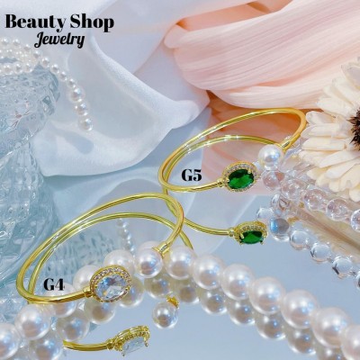 Pulseras Rígida Oro Chino Con Piedra Elegante 16&&