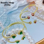 Pulseras Rígida Oro Chino Con Piedra Elegante 16&&
