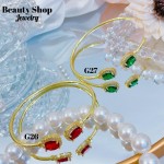 Pulseras Rígida Oro Chino Con Piedra Elegante 16&&